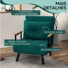HOMCOM Poltrona Convertível em Cama Dobrável Poltrona Convertível em Cama com Encosto Ajustável em 5 Níveis e Almofada Acolchoada para Escritório Dormitório Sala de Estar Carga 120 kg 63x73x81 cm Verde