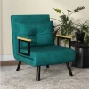 HOMCOM Poltrona Convertível em Cama Dobrável Poltrona Convertível em Cama com Encosto Ajustável em 5 Níveis e Almofada Acolchoada para Escritório Dormitório Sala de Estar Carga 120 kg 63x73x81 cm Verde