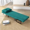 HOMCOM Poltrona Convertível em Cama Dobrável Poltrona Convertível em Cama com Encosto Ajustável em 5 Níveis e Almofada Acolchoada para Escritório Dormitório Sala de Estar Carga 120 kg 63x73x81 cm Verde