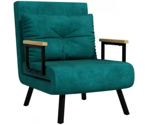 HOMCOM Poltrona Convertível em Cama Dobrável Poltrona Convertível em Cama com Encosto Ajustável em 5 Níveis e Almofada Acolchoada para Escritório Dormitório Sala de Estar Carga 120 kg 63x73x81 cm Verde