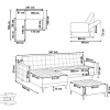 Schlafsofa ABERDEEN Samtstoff Rosa Ottom. L/R CH.