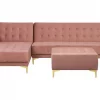 Schlafsofa ABERDEEN Samtstoff Rosa Ottom. L/R CH.