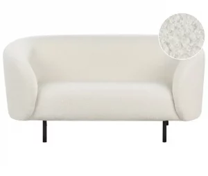Sofá de 2 lugares em tecido bouclé preto e branco LOEN
