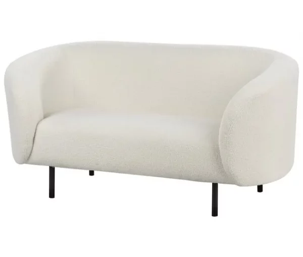 Sofá de 2 lugares em tecido bouclé preto e branco LOEN