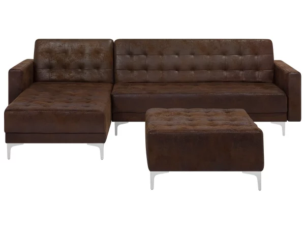 Schlafsofa ABERDEEN Lederoptik OldStyle Braun Ottom. CH