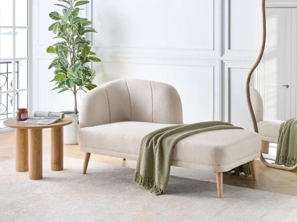 Chaise lounge TANLAY, light beige, fabric, left DEF