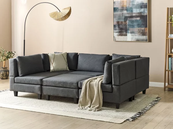 5-Seater Modular Sofa + Ottoman UNSTAD Dark Grey DEF