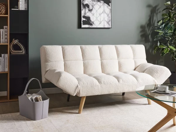 Sofa bed INGARO, white boucle