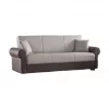 Sofá-cama Dfiorini, sofá-cama container de 3 lugares com estrutura em couro ecológico e assento em tecido, sofá da sala com abertura click-clac, 233x84h94 cm, Marrom e Cinza