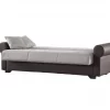 Sofá-cama Dfiorini, sofá-cama container de 3 lugares com estrutura em couro ecológico e assento em tecido, sofá da sala com abertura click-clac, 233x84h94 cm, Marrom e Cinza