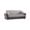 Sofá-cama Dfiorini, sofá-cama container de 3 lugares com estrutura em couro ecológico e assento em tecido, sofá da sala com abertura click-clac, 233x84h94 cm, Marrom e Cinza