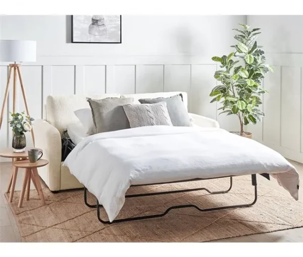 Sofá-cama Creme claro Bouclé