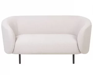 Sofá de 2 lugares estofado em tecido creme e preto LOEN