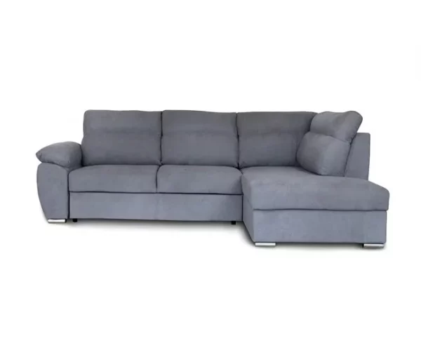Sofá de canto KENDAL com cama e arca dereita 4 lugares cinza