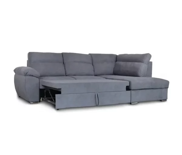 Sofá de canto KENDAL com cama e arca dereita 4 lugares cinza