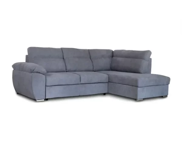 Sofá de canto KENDAL com cama e arca dereita 4 lugares cinza