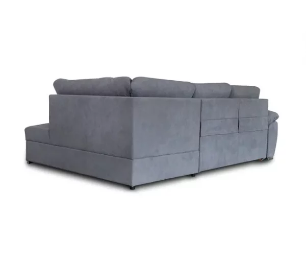 Sofá de canto KENDAL com cama e arca dereita 4 lugares cinza