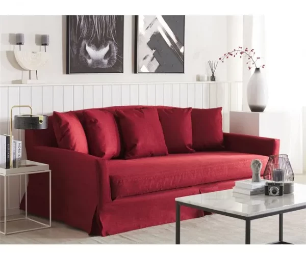 Sofá 3 lugares estofado vermelho GILJA