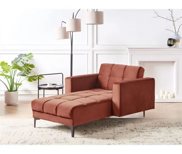 Chaise-longue em veludo vermelho ALNES