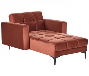 Chaise-longue em veludo vermelho ALNES