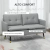 HOMCOM Conjunto de Sofá Inclui 1 Sofá de 2 Lugares e 1 Poltrona Individual com Apoios de Braços Assento Acolchoado e Pés de Aço para Sala Quarto Escritório Cinza