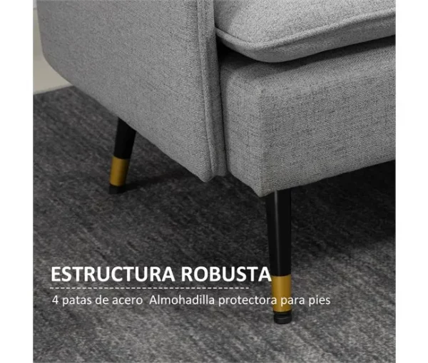 HOMCOM Conjunto de Sofá Inclui 1 Sofá de 2 Lugares e 1 Poltrona Individual com Apoios de Braços Assento Acolchoado e Pés de Aço para Sala Quarto Escritório Cinza