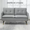 HOMCOM Conjunto de Sofá Inclui 1 Sofá de 2 Lugares e 1 Poltrona Individual com Apoios de Braços Assento Acolchoado e Pés de Aço para Sala Quarto Escritório Cinza
