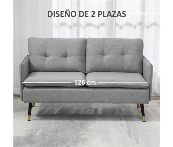 HOMCOM Conjunto de Sofá Inclui 1 Sofá de 2 Lugares e 1 Poltrona Individual com Apoios de Braços Assento Acolchoado e Pés de Aço para Sala Quarto Escritório Cinza