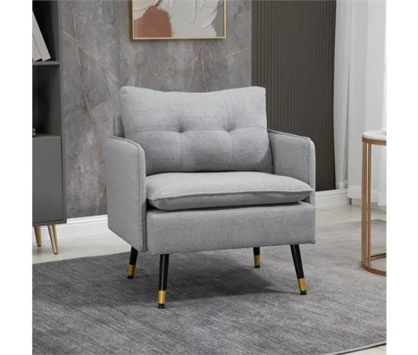 HOMCOM Conjunto de Sofá Inclui 1 Sofá de 2 Lugares e 1 Poltrona Individual com Apoios de Braços Assento Acolchoado e Pés de Aço para Sala Quarto Escritório Cinza