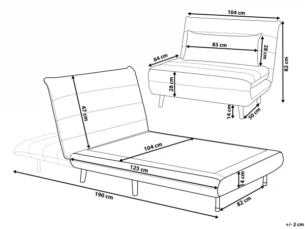 Sofa Bed SETTEN Velvet Light Grey DEF