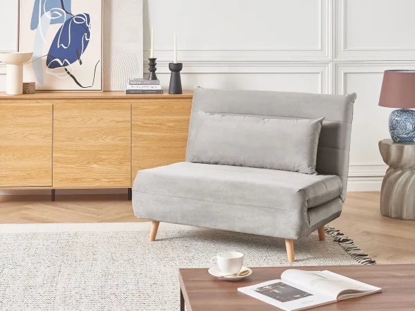 Sofa Bed SETTEN Velvet Light Grey DEF