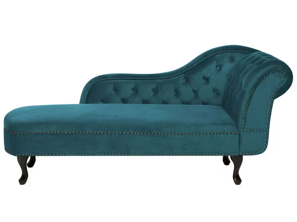 Chaiselongue NIMES Samt, blaugrün, rechtsseitig CH