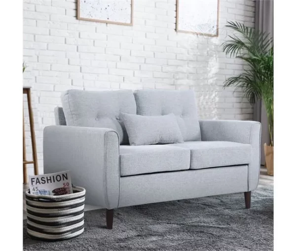 HOMCOM Sofá de 2 lugares Poltrona de dois lugares para sala de estar com almofadas e assento acolchoado fronha lavável 140x78x83 cm cinza claro