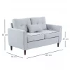 HOMCOM Sofá de 2 lugares Poltrona de dois lugares para sala de estar com almofadas e assento acolchoado fronha lavável 140x78x83 cm cinza claro