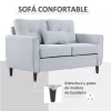 HOMCOM Sofá de 2 lugares Poltrona de dois lugares para sala de estar com almofadas e assento acolchoado fronha lavável 140x78x83 cm cinza claro