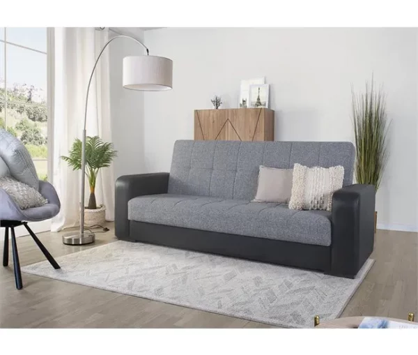 Sofá cama PRIMA  3 lugares preto cinza