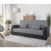 Sofá cama PRIMA  3 lugares preto cinza