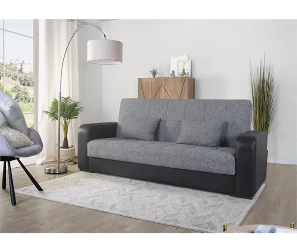 Sofá cama PRIMA  3 lugares preto cinza