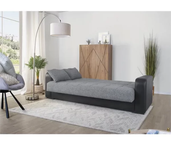 Sofá cama PRIMA  3 lugares preto cinza