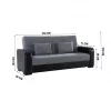 Sofá cama PRIMA  3 lugares preto cinza