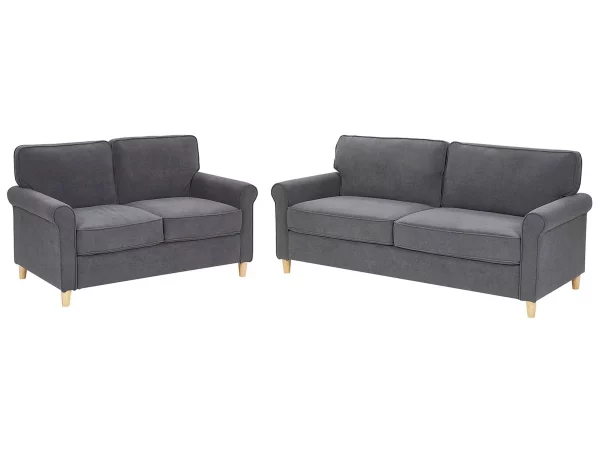 2 + 3 Sofa Set RONNEBY, Samtstoff Grau CH