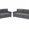 2 + 3 Sofa Set RONNEBY, Samtstoff Grau CH
