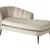 Chaise-longue à esquerda em veludo creme ALLIER