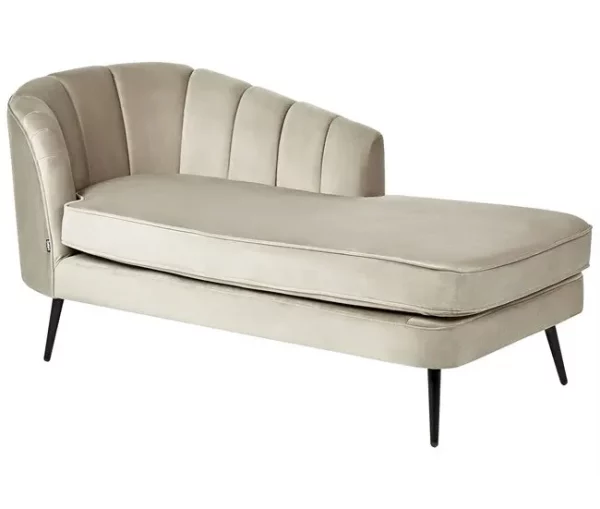 Chaise-longue à esquerda em veludo creme ALLIER