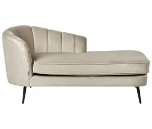 Chaise-longue à esquerda em veludo creme ALLIER