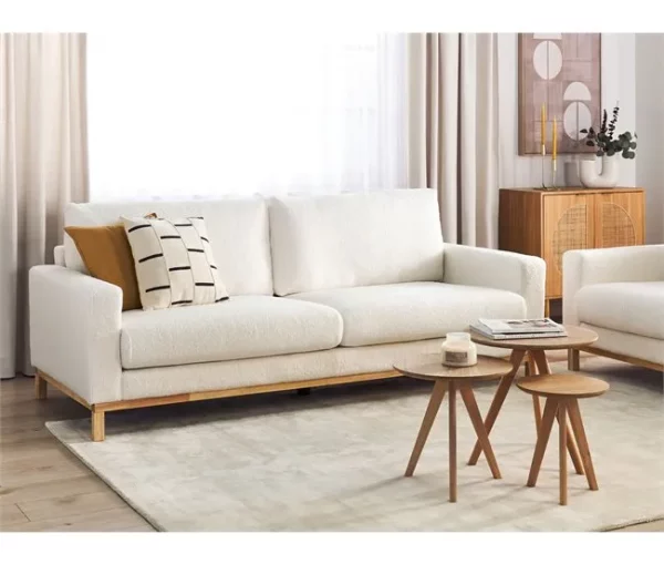 Sofá de 3 lugares em bouclé branco SIGGARD