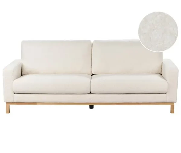 Sofá de 3 lugares em bouclé branco SIGGARD