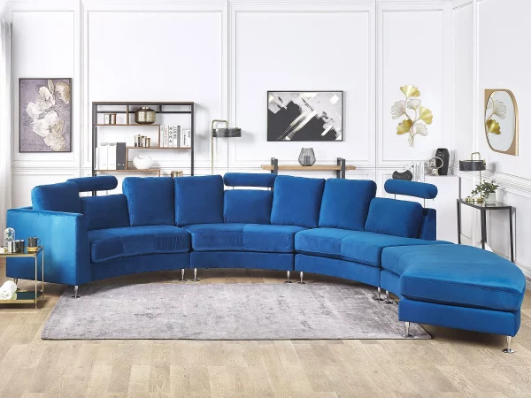 Sofa ROTUNDE Samtstoff dunkelblau CH