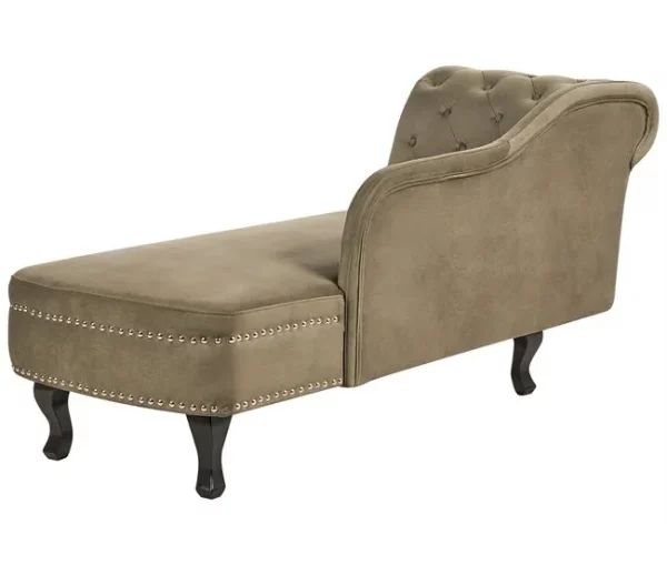 Chaise-longue à esquerda em veludo verde-oliva NIMES