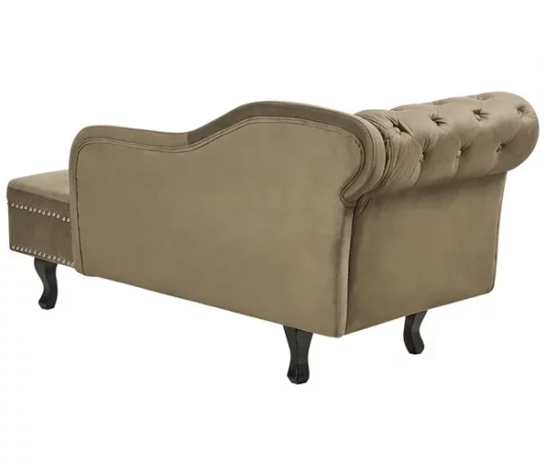 Chaise-longue à esquerda em veludo verde-oliva NIMES